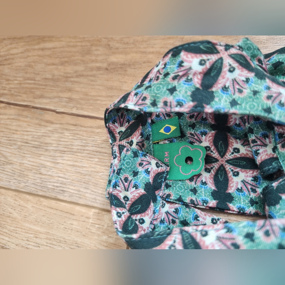RARE Vintage 90s Farm Rio Brasil Tropical Batik Halter Top S Key Hole Floral - Picture 6 of 10